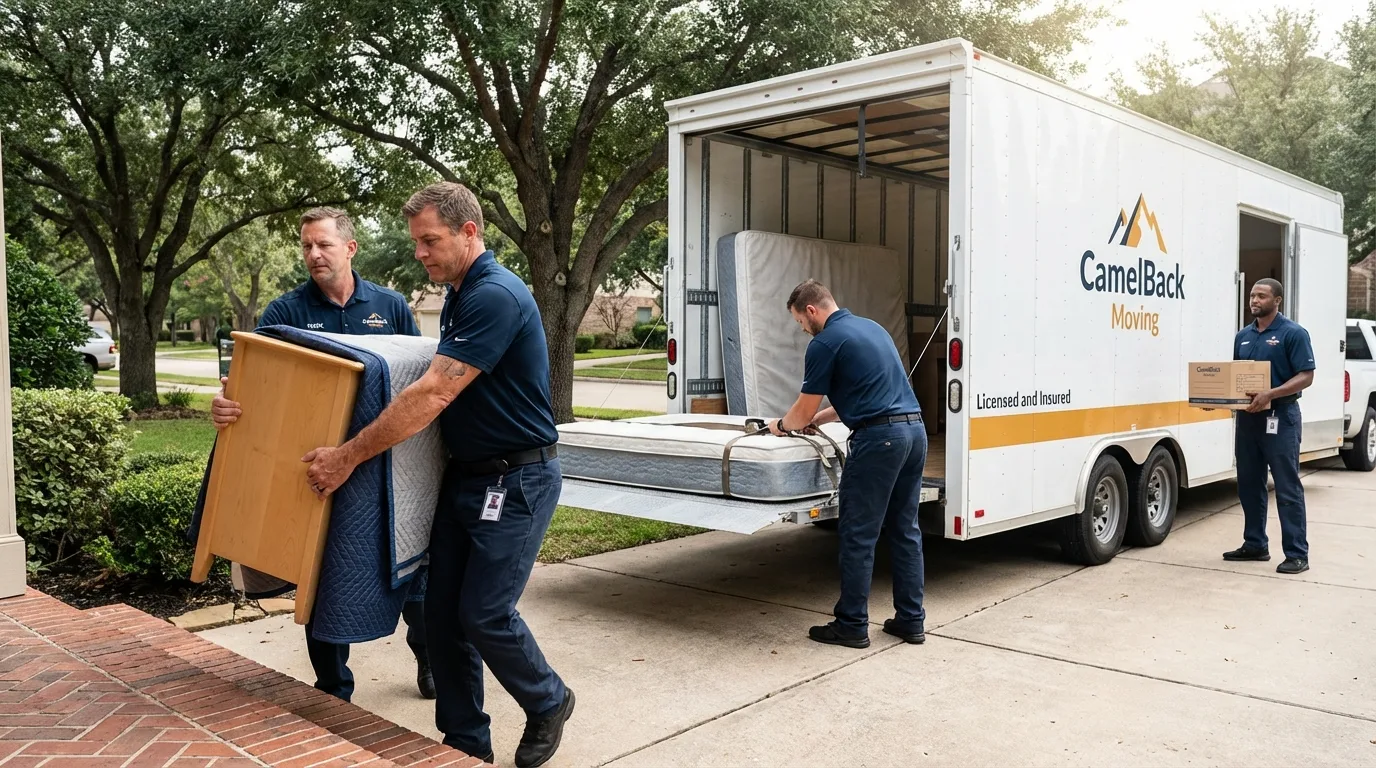 Crew loading residential truck for cross-state move from Comer, GA
