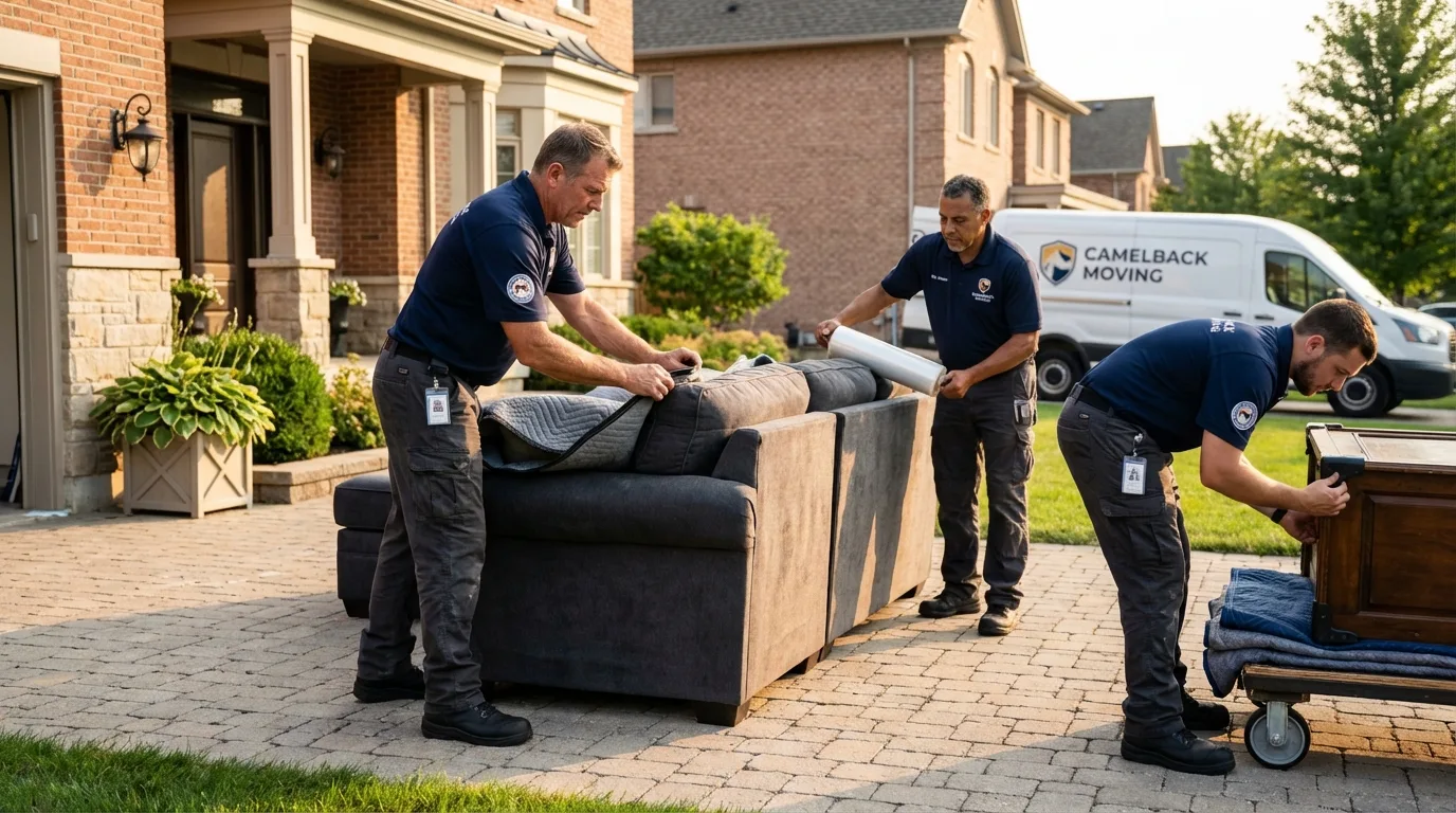 Large estate moving crew wrapping furniture in Comer, GA